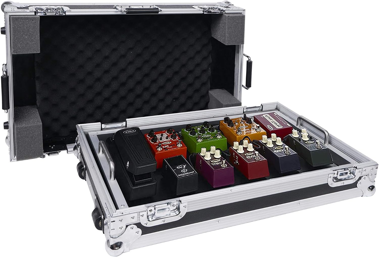 Sound Town Guitar Pedal Board Case w/Wheels, Tape Fastener and High Density Foam, ATA Road Case, Interior: 26'' x 16' (STRC-PDLW)