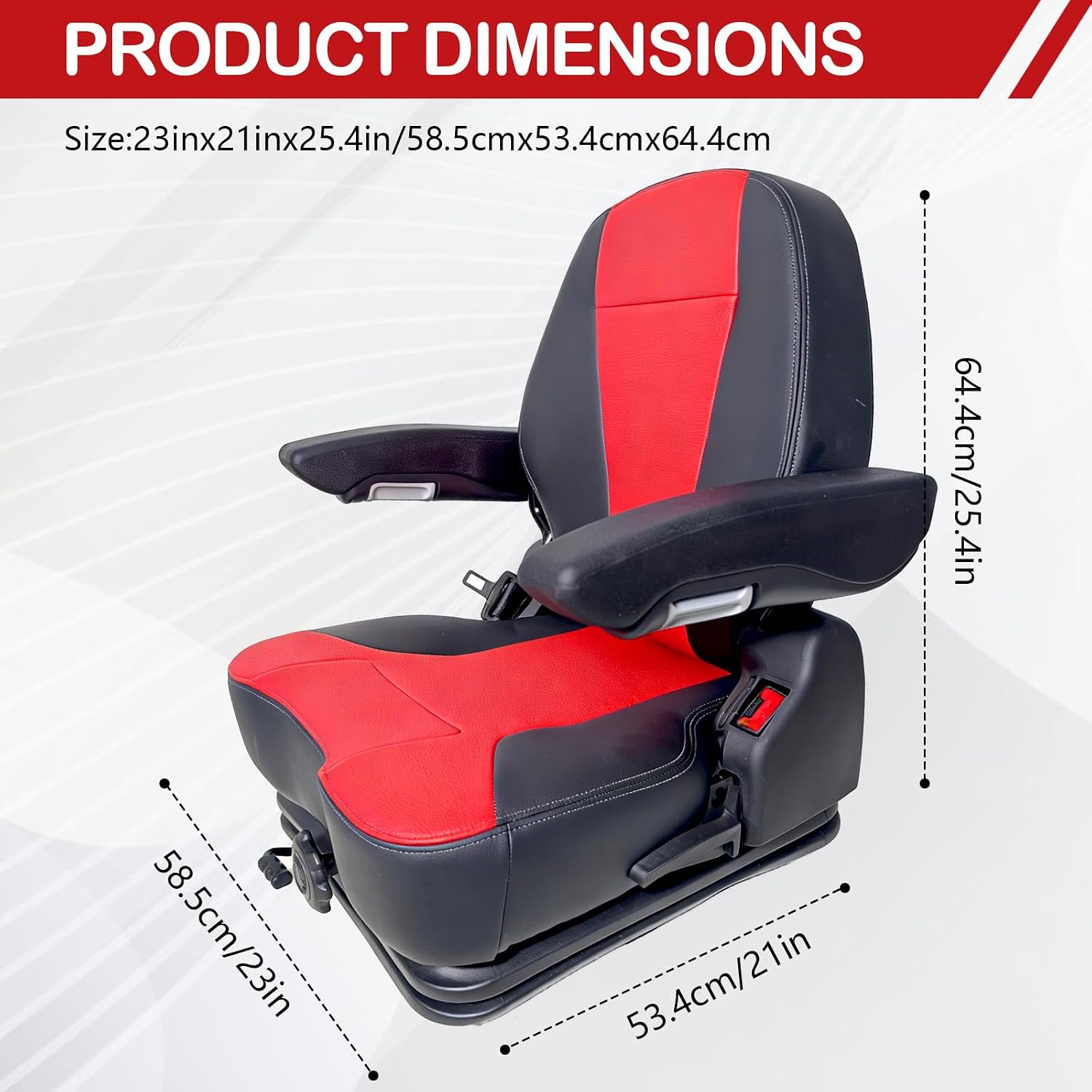 hightall Lawn Mower Seat with Cover,Spring-Dampers Heavy Duty Tractor Suspension Seat for Zero Turn Mower Tractor Excavator Harvester Forklift,Adjustable Slide Rails/Armrest,Seatbelt