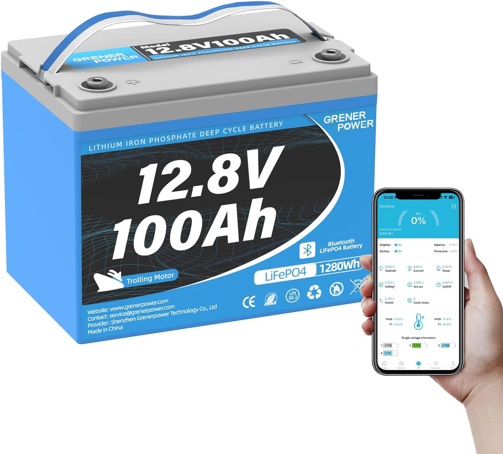 12V 100Ah Trolling Motor LiFePO4 Battery, 120A BMS, Max. 1280Wh Lithium Iron Phosphate Battery with up to 15000 Cycles & 10 Years Lifespan for Trolling Motor, RV, Marine, Solar off Grid