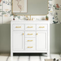 Virubi 36' Bathroom Vanities with Single Sink Set, Bathroom Storage Cabinet with 4 Drawers and 2 Soft Closing Doors, Solid Wood Frame Bathroom Sink Vanities (White)