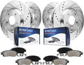Detroit Axle - Brake Kit for Audi 2012-2013 A5, 2012 A5 Quattro, Drilled and Slotted Disc Brake Rotors Ceramic Brakes Pads Replacement : 12.60' inch Front and 12.99' inch Rear Rotors