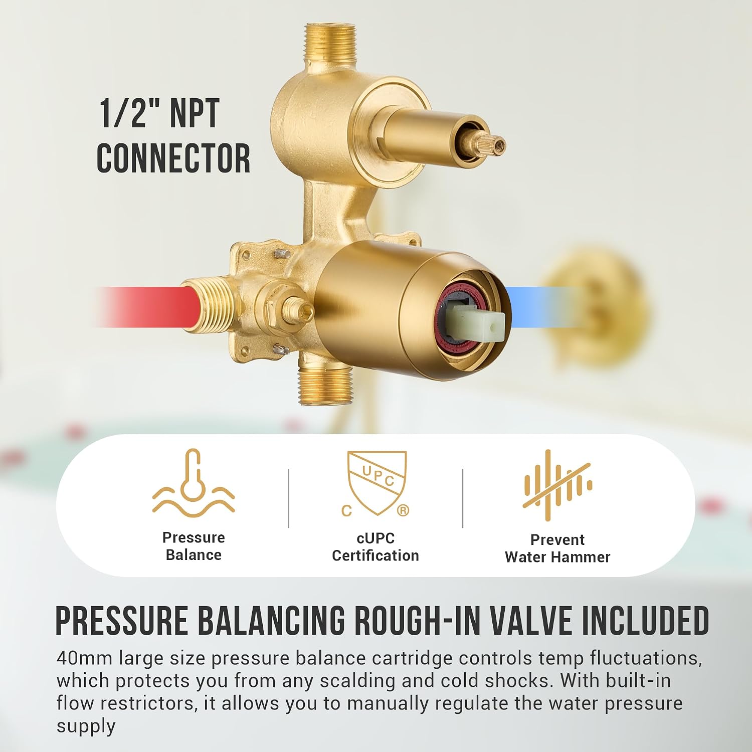 DASAN Antique Wall Mount Tub Filler Faucet with Hand Held Shower, Brushed Gold Brass Bathtub Faucet with Sprayer Wall Mounted Roman Bath Tub Faucet Set with High Flow Rough in Valve, AT201TF-BTG