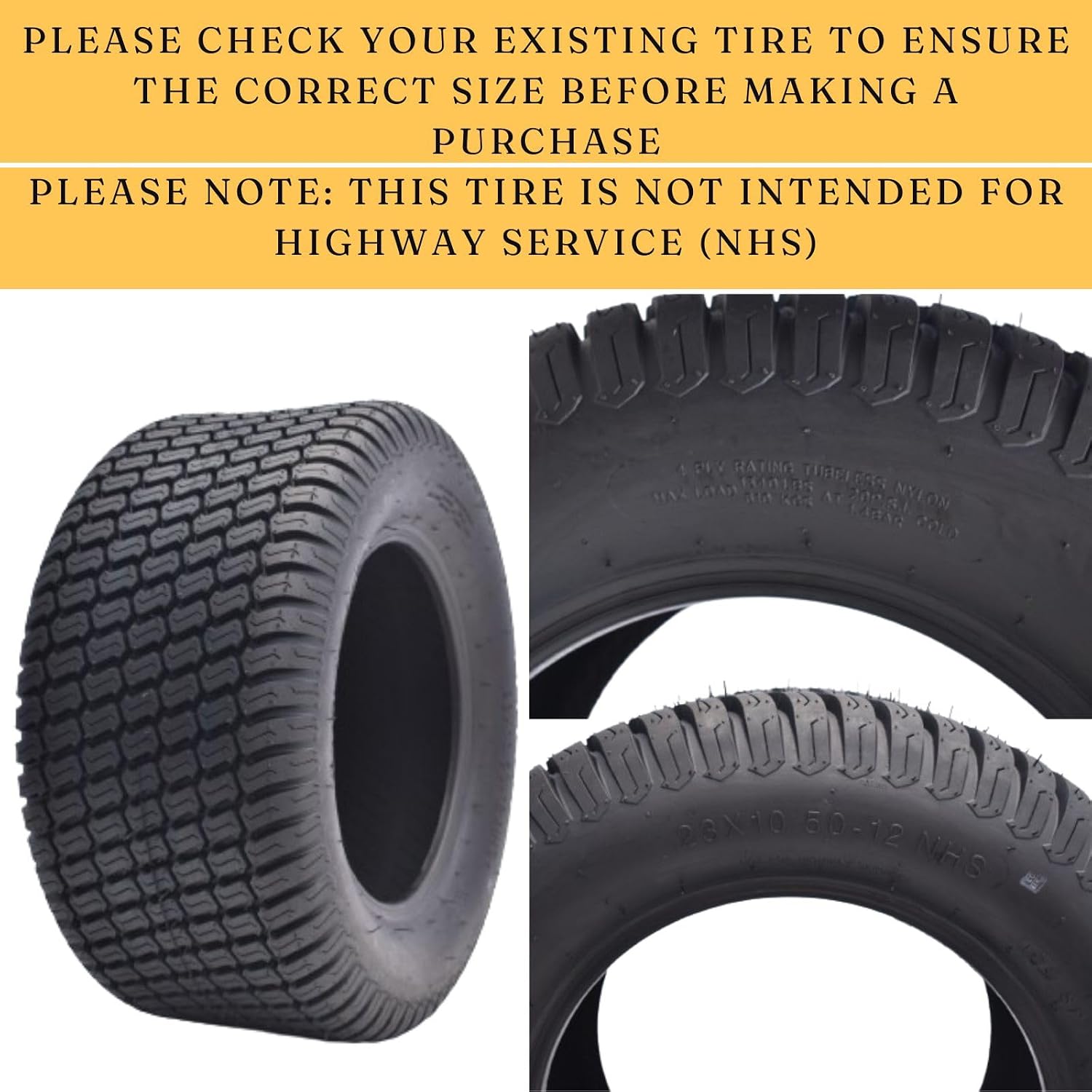 Dayrim 23X10.5-12 Lawn Mower Tires, Set of 2, 4-Ply Tubeless Turf Tread, for Garden Tractor & Riding Mower,Golf Cart Tires