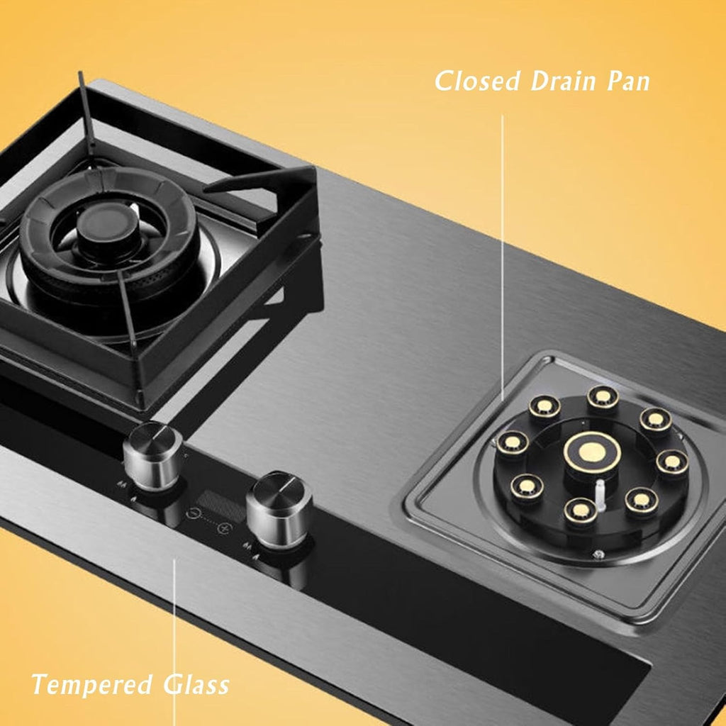 NIKKHO Gas Stove,NG/LPG Convertible,Stainless Steel 2 Burners Gas Stoves Cooktop with Thermocouple Protection Gas Cooktop,Suitable for Apartments,Indoor,5.2KW/17742.4BTU (Color : LPG)