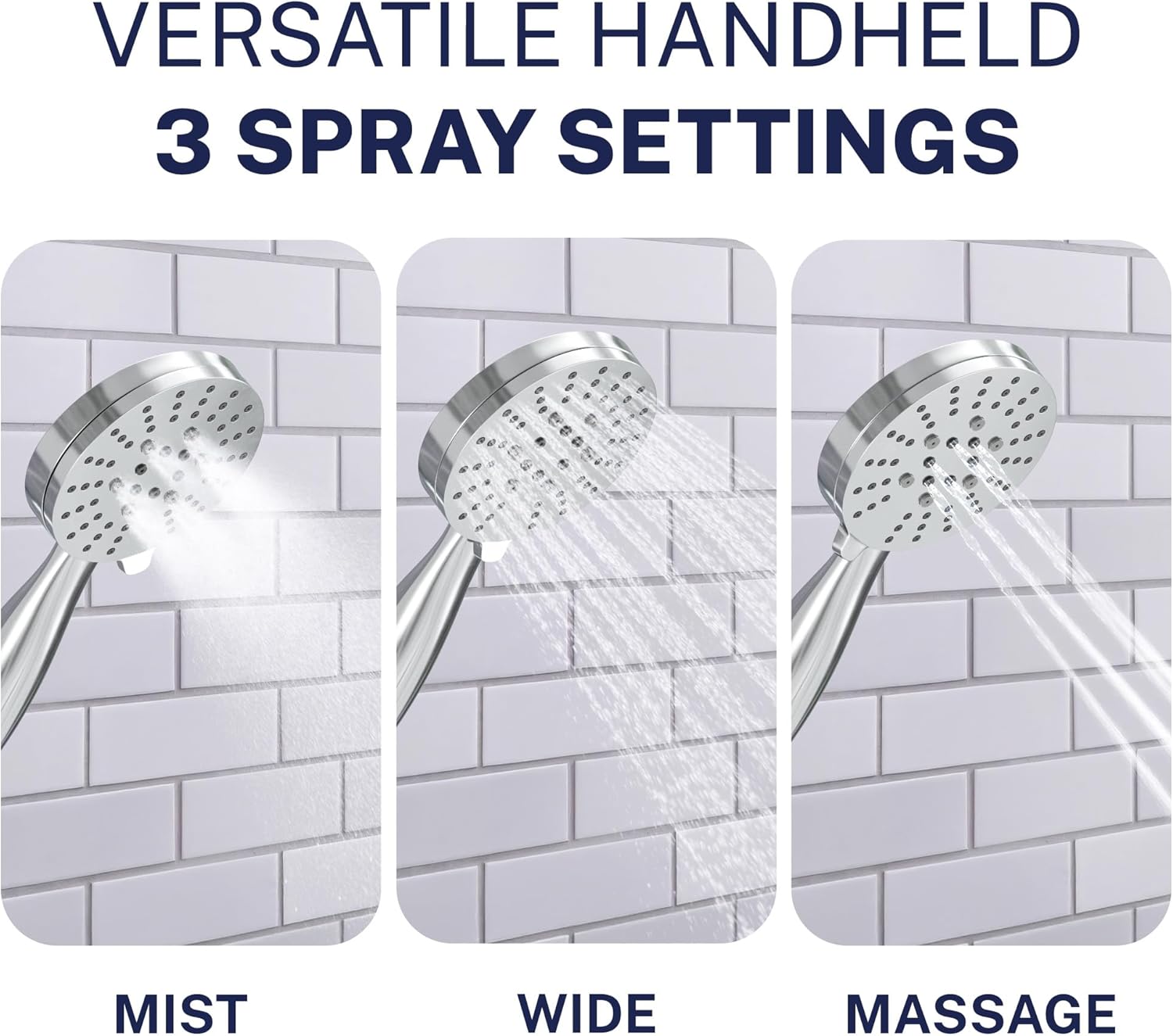 HammerHead Showers Dual Shower Head Combo, 8-Inch Rainfall & 3-Flow Handheld, Chrome, 1.75 GPM
