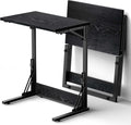 Tatub 24' TV Tray Table Set of 2, Folding C Shaped End Table, Small Sofa Side Laptop Desk for Living Room, Black