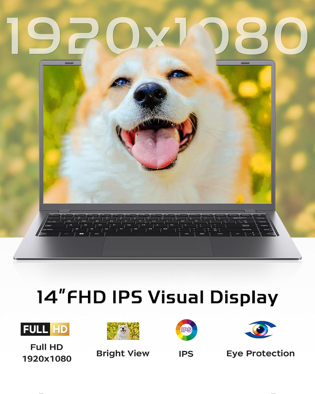 Laptop 16GB RAM 512GB SSD, Portable Lightweight Laptops with Pentium Gold 6500Y, 14 Inch FHD IPS Screen, USB 3.2, USB-C, HDMI, TF Card Slot, PC Laptop Computer Good for Business and Student