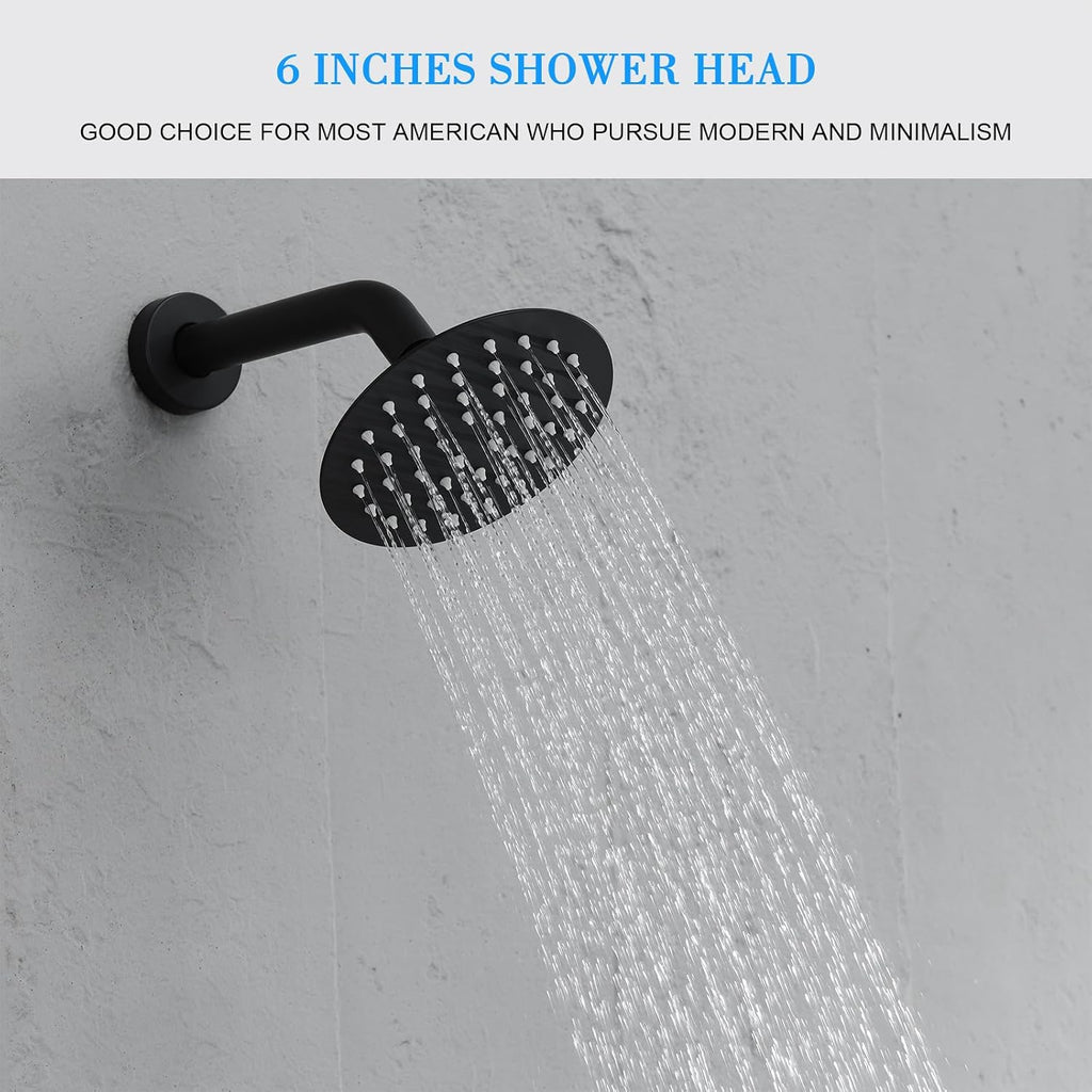 Matte Black Shower Faucet Set, Black Shower System with Rain Shower and Handheld Bathroom Ceiling 12 Inch Shower Set with Brass Valve