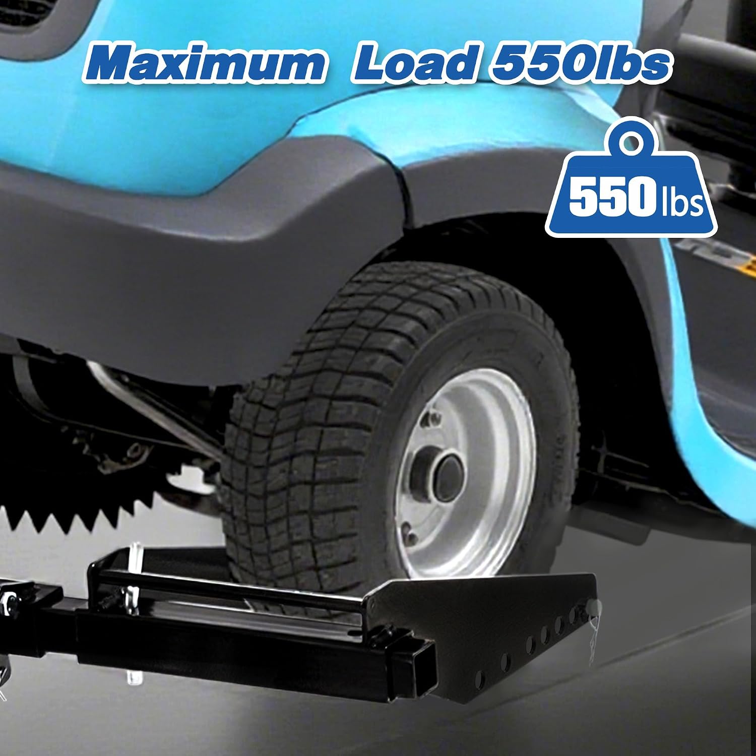 Heavy Duty Lawn Mower Lifts for Riding Tractors, Lawn Mower Jack Lift Zero Turn with Adjustable Hight Lock, Lawn Tractor Lifts & Zero Turn Lift with Wheels/Handle, Foot-Operated, 550 LBS Capacity