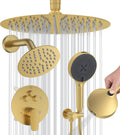 Shower Faucet Set, High Pressure Rainfall Shower Head with Handheld Spray Combo, 12 inch Ceiling Shower System, Brushed Gold Shower Head (12' Brushed Gold)