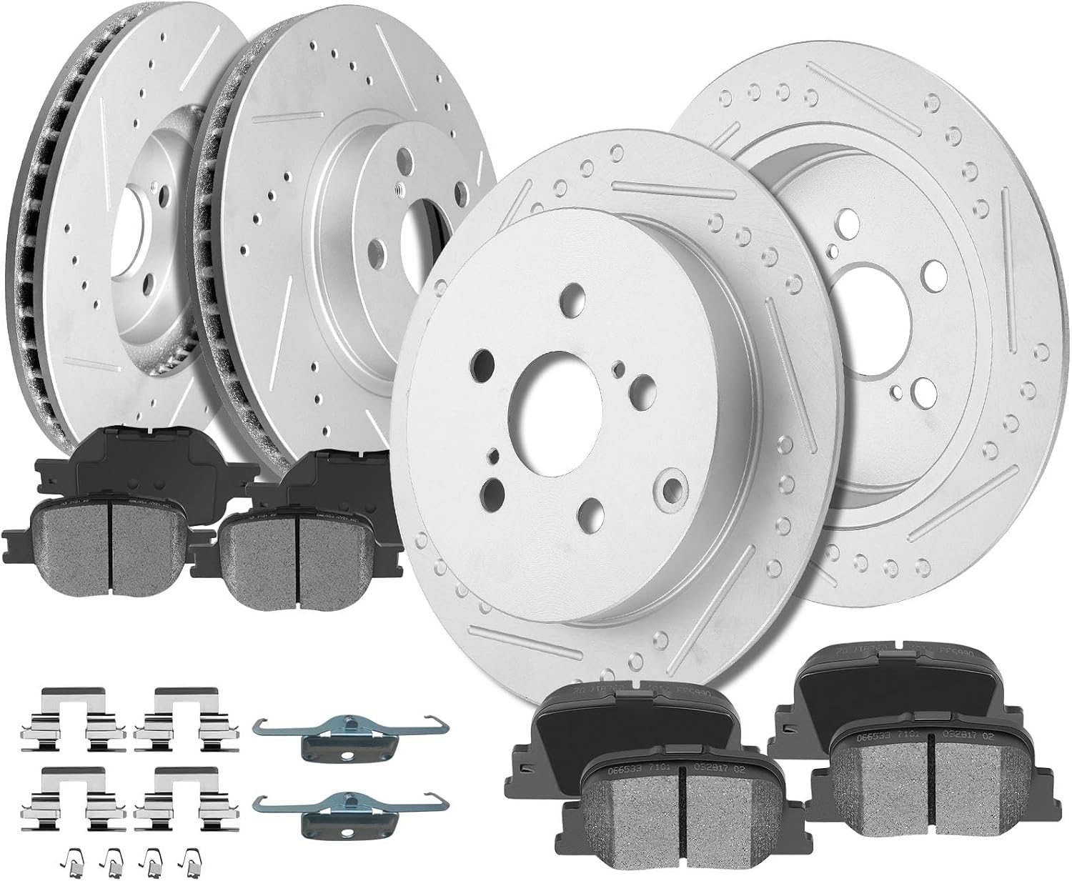 SCITOO Front 10.83' Rear 10.59' Brake Pads and Rotors Kits Fit For Scion tC 2005 2006 2007 2008 2009 2010