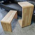 C Shaped End Table, Solid Wood Sofa Side Table for Couch, Bed, and Living Room, Space-Saving Small Snack Table for Bedroom, Office, or Balcony, Wooden Nightstand for Laptop and Narrow Spaces