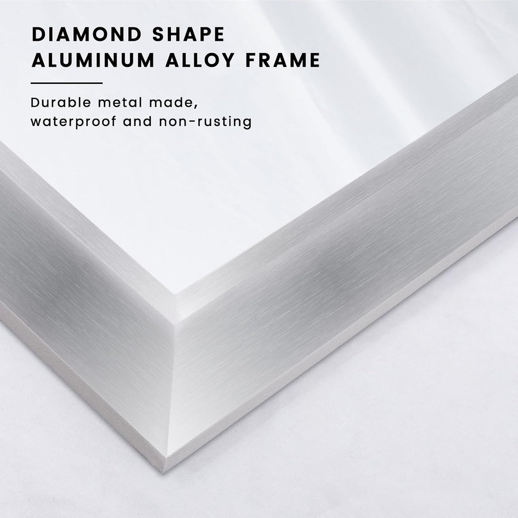 Amorho Bathroom Mirror, 28x32 Inch Silver Thick Metal Framed Wall Mirrors for Over Sink, Brushed Nickel Mirror Perfect for Bedroom, Living Room, Entryway, Rectangle (Horizontal/Vertical).
