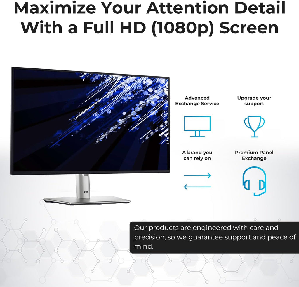 Dell P2425H Computer Monitor Screen 24' 16:9 IPS Display with Stand - 1 Year Warranty, 100Hz Full HD, 1920 x 1080 with Power Cable, Anyhdd DisplayPort, HDMI, USB 3.0 Upstream Cable & Cloth - New
