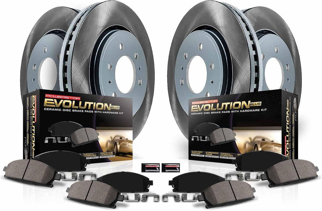 PowerStop Front and Rear Brake Kit for Ford F-150 2012-18 - Ceramic Brake Pads + Semi Coated Rotors Replacement, SC6268