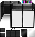 Portable DJ Booth 40' x 20', DJ Facade Table with Black/White Light Scrims, Foldable DJ Stand for Laptop and Controller,with Carry Bag, Cable Hole, Perfect for Bars, Clubs, Party, Private Events