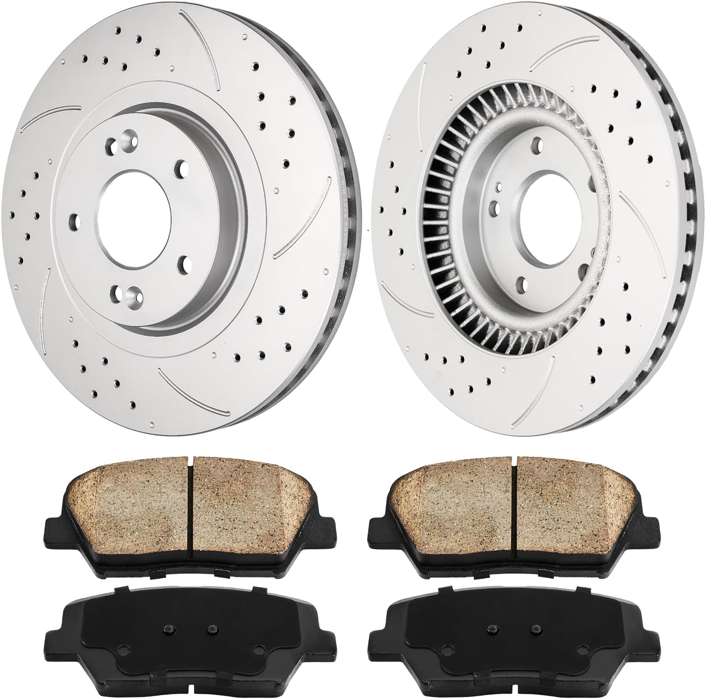 Front Brake Rotors and Pads kit Torchbeam replacement for 2016-2020 Sorento, 2017-2018 Santa Fe Sport, 31625+D1815 Drilled and Slotted Brake Rotors Ceramic Brake Pads