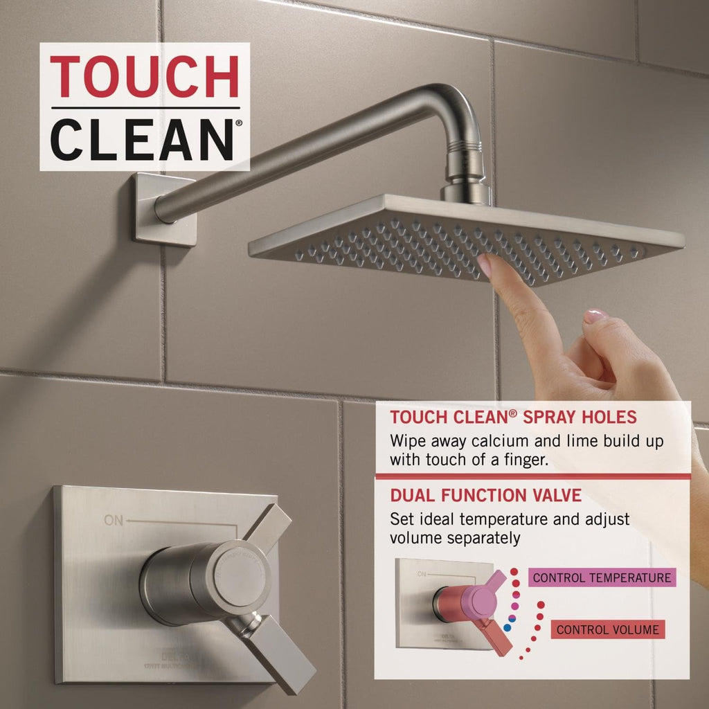 Delta Faucet Vero 17T Series Dual-Function Shower Trim Kit with Single-Spray Touch-Clean Rain Shower Head, Stainless T17T253-SS (Valve Not Included)