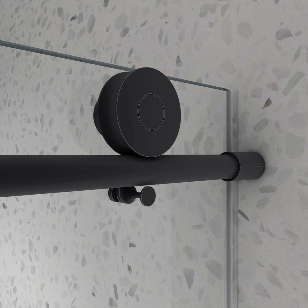 Favfurish Single Sliding Shower Door,55'-60' W x 63' H Frameless Shower Door with 5/16' (8mm) Thick SGCC Tempered Glass W/Adjustable Soft Closing,Bathroom Glass Door for Spa（Matte Black）