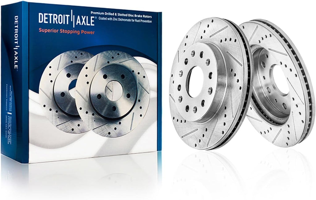 Detroit Axle - Brake Kit for 17-20 GMC Acadia 18-20 Buick Enclave Chevrolet Traverse, 19-20 Blazer, Drilled Slotted Brakes Rotors Brake Pads Replacement : 12.64' inch Front & 12.40' inch Rear Rotor