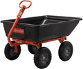 Agri-Fab 45-0594 4-Wheel Poly Convertible Pull/Tow Garden Dump Cart 1,200lb Tow Capacity Black