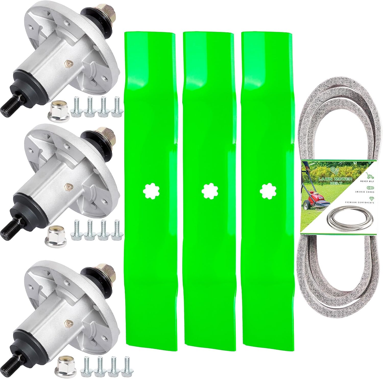 48 Inch Mower Deck Rebuild Kit Fits for John De ere D140 LA145 LA130 D160 D150 LA140 LA165 LA155 3 Spindles GY20454 GY21098 3 Blades GY20852 1 B ELT GX20571