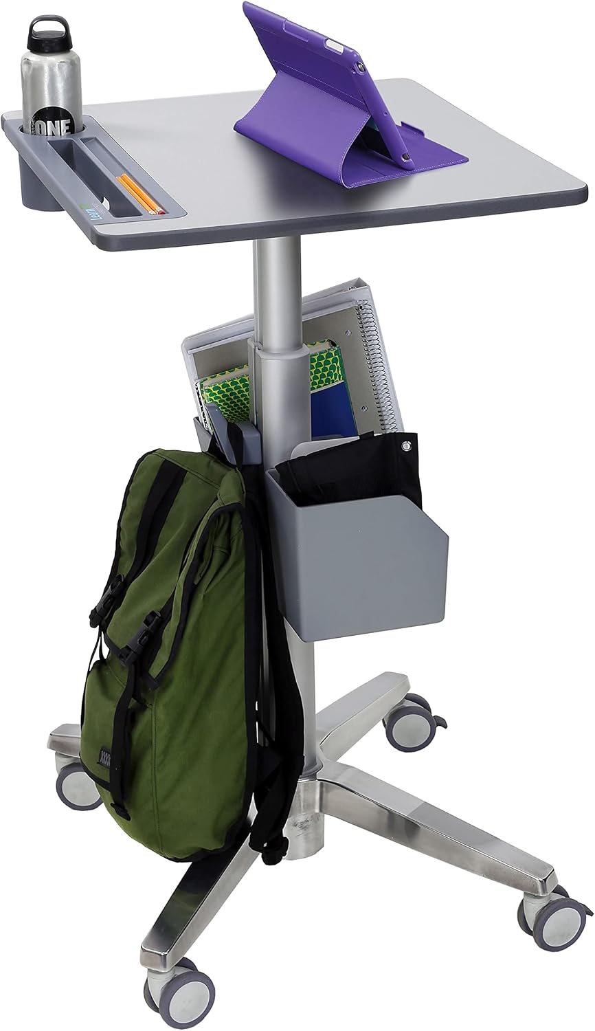 Ergotron – LearnFit Mobile Standing Desk, Adjustable Height Small Rolling Laptop Computer Sit Stand Desk with Wheels for Classroom, Office, Medical or Home Use – Adjusts from 33 to 49 Inches – Grey