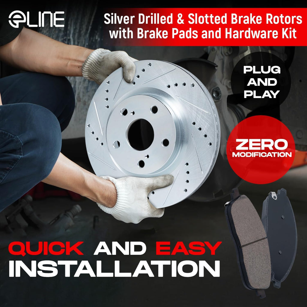 R1 Concepts Rear Brake Kit Fits 2016-2021 Mazda 6| Optimum Oep Brake Pads and Drilled Slotted Brake Rotors| 10.9' Rear