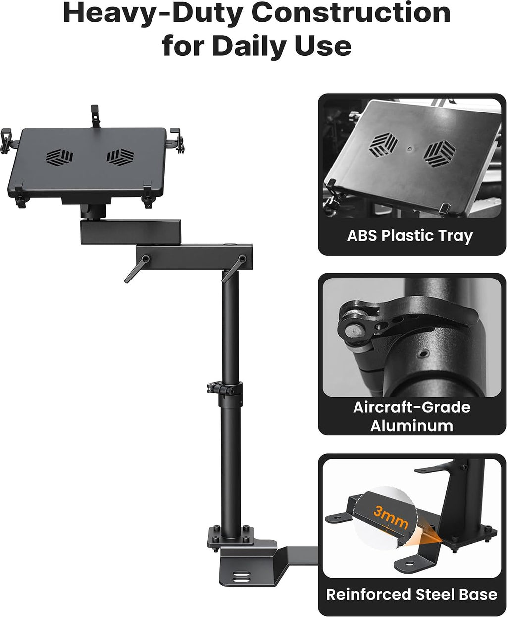 MELIPRON Truck Laptop Mount Fit for Ford F-150 2004-2014, Lincoln Mark LT 2005-2011, No-Drilling Vehicle-Specific Laptop Holder with Cooling Fan Adjustable Height for Work on The Go