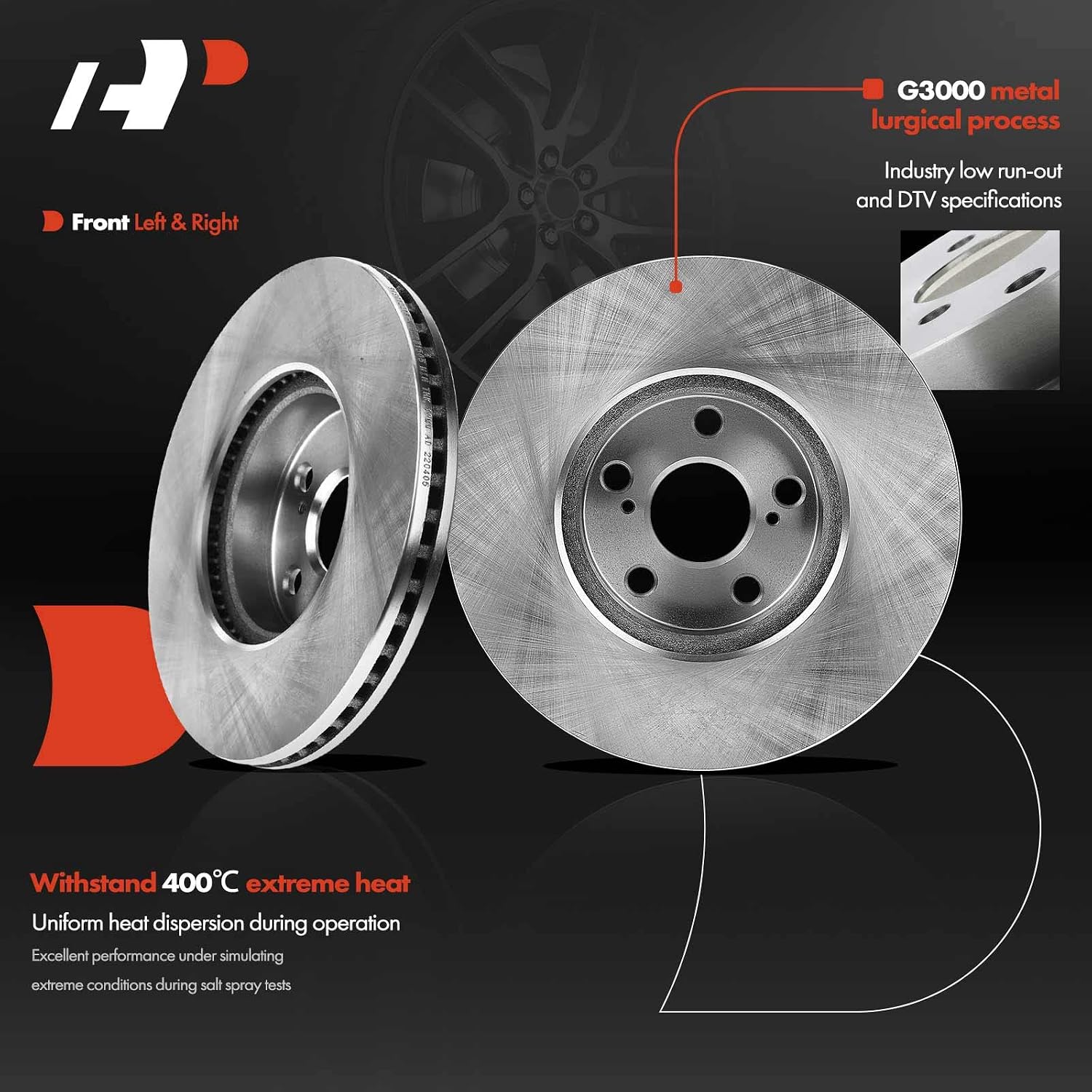 A-Premium Front and Rear Disc Brake Rotors + Ceramic Pads Kit Compatible with Select Toyota Models - Corolla 2009-2019, 12-PC Set