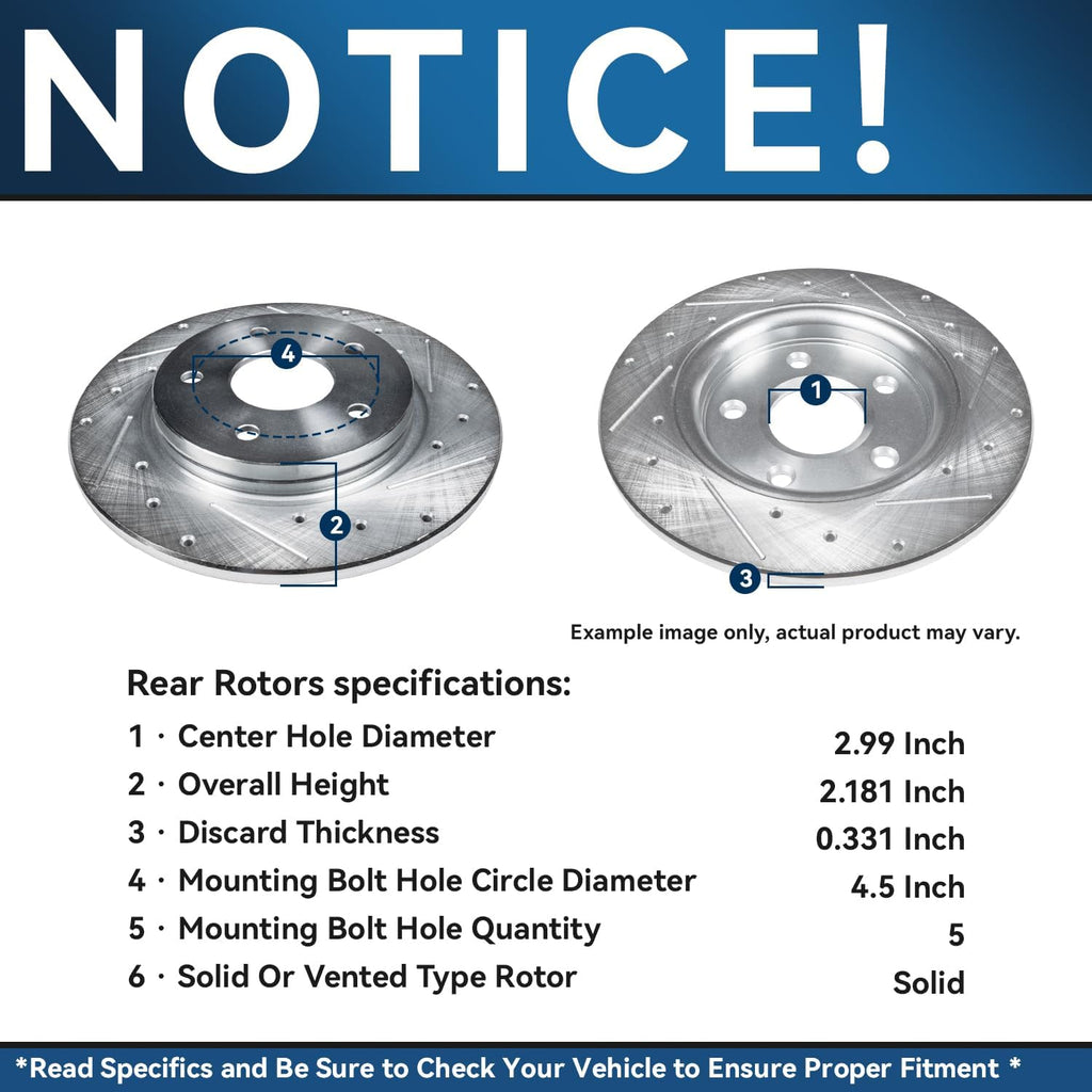 Detroit Axle - Brake Kit for 2013-2016 Kia Optima 2011-2015 Hyundai Sonata, Drilled Brake Rotors Ceramic Brakes Pads Front and Rear Replacement: 11.81' inch Front and 11.18' inch Rear Rotor