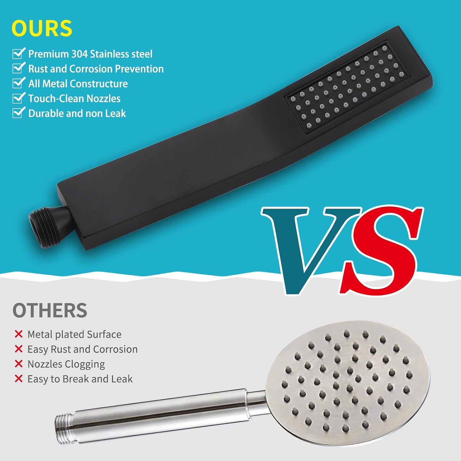 Shower Slide Bar Handheld Shower Head with Hose, Bathroom Showerhead with Handle Spray, High Pressure Shower Slide Bar Height Adjustable with 59.06 Inch Stainless Steel Hose Matte Black