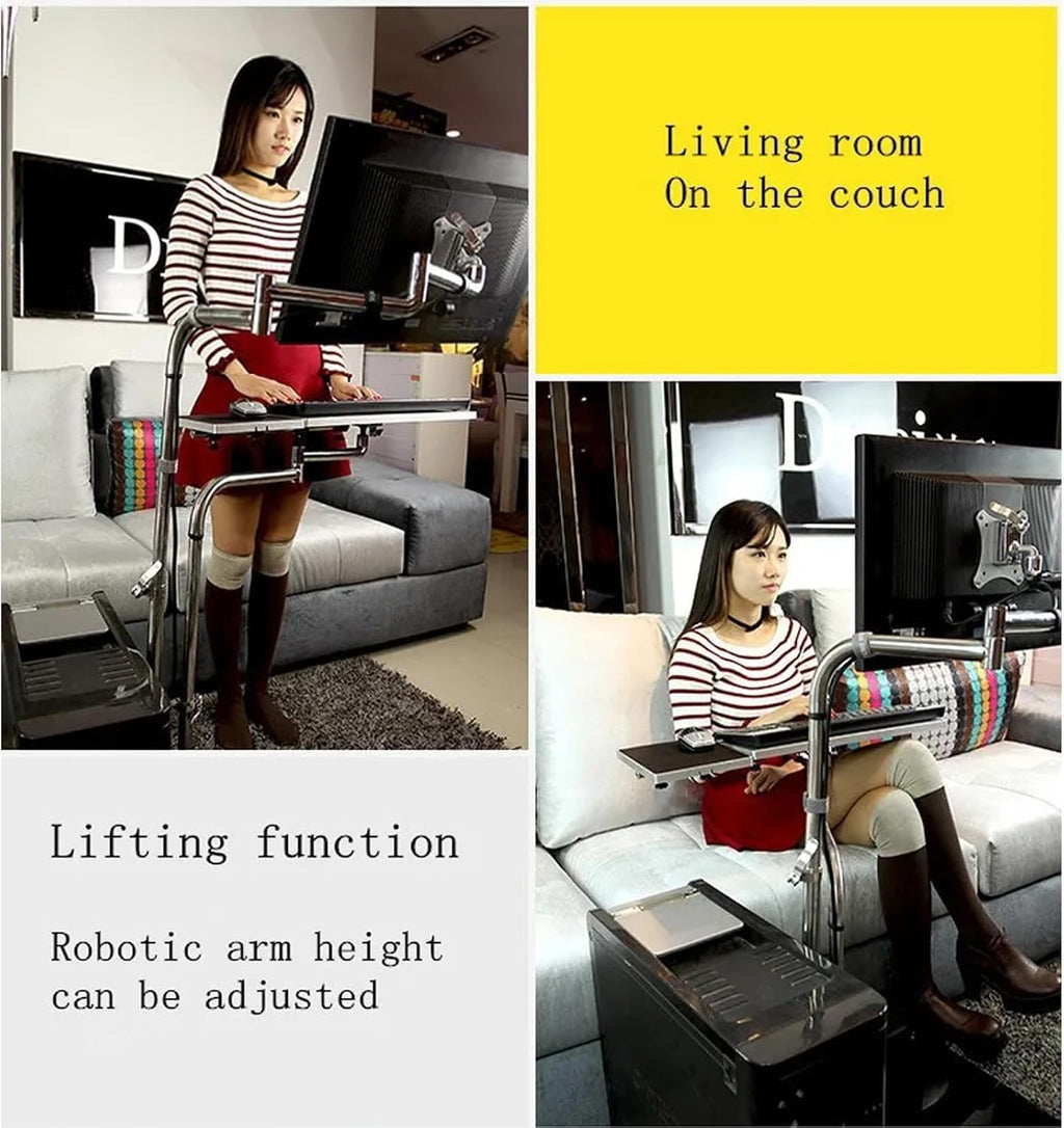 OK610 OK611 - Bedside Moving Laptop Stand Adjustable Sofa Computer Monitor Holder Mount +Keyboard Holder Rotating Laptop Table Lapdesks (OK611W)