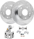 Detroit Axle - Rear Brake Kit for 2003-2007 Honda Accord 2004-2008 Acura TSX, 2005 2006, Drilled & Slotted Rotors Left Brake Caliper Replacement