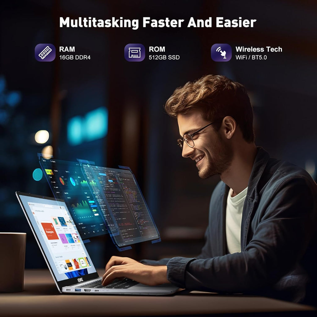 ACEMAGIC 2025 Laptop, Laptop Computer with Intel N95 Processor(Up to 3.4GHz), 16GB DDR4 512GB SSD Windows 11 Laptop, 15.6' IPS 1080P, USB3.2, Long Battery Life