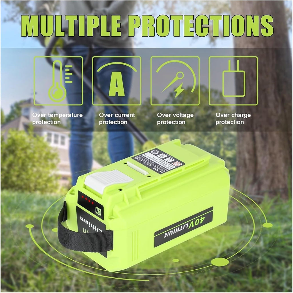 OUTMX 40V 6.0AH 7.5Ah Replacement Batteries Compatible for Ryobi Battery 40V Power Tools OP4075A OP4026 OP4060 OP4050 OP4040 OP4030(6.0Ah Battery)