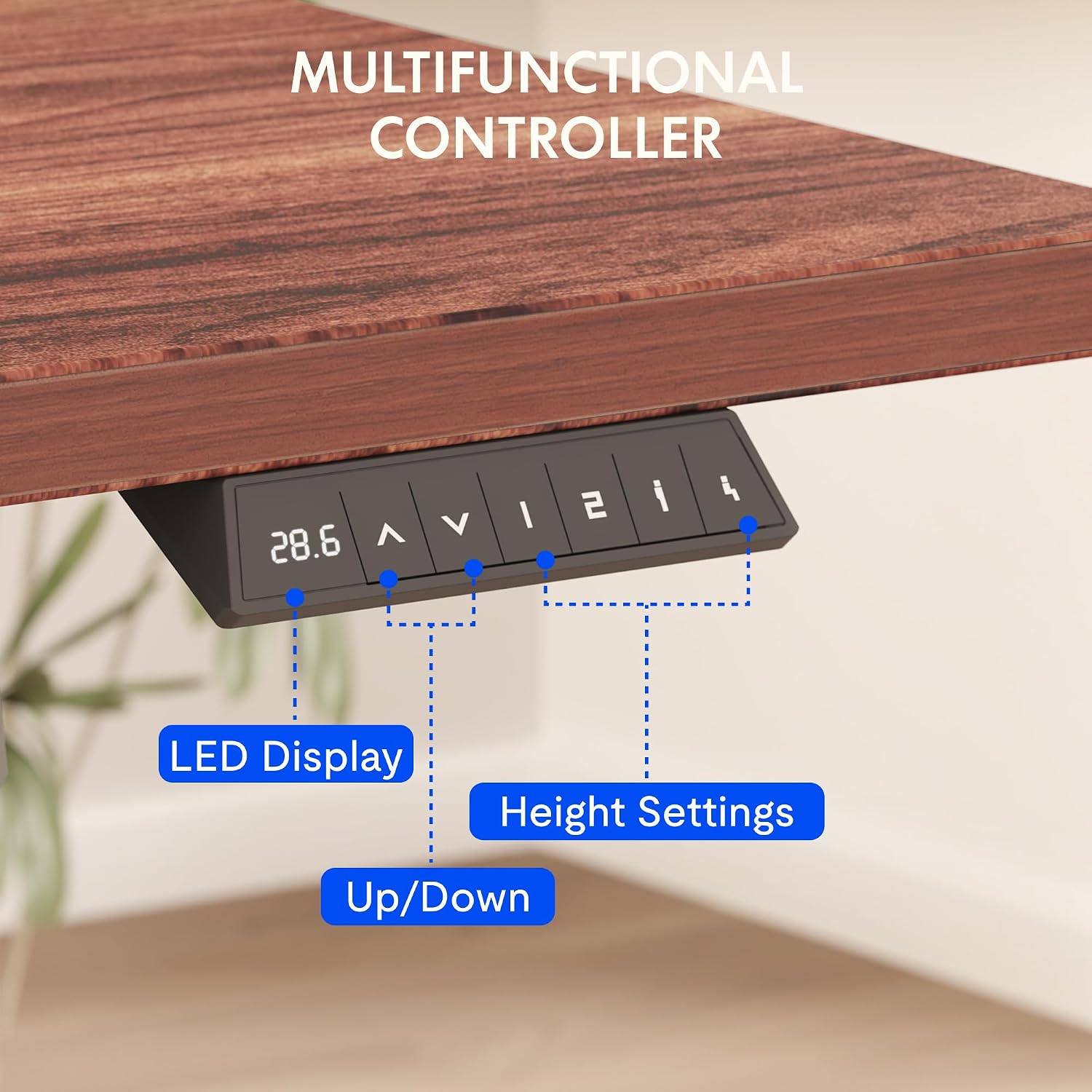 FLEXISPOT EN2 Whole-Piece Standing Desk with Clamp Power Strip, 55 x 28' Electric Stand Up Height Adjustable Desk with Cable Management (Gray Frame + 55' Mahogany Top, 2 Packages)