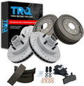 TRQ Brake Pad & Rotor,Shoe & Drum Kit Performance Semi-Metallic Premium G-Coated Front & Rear Compatible with 1995-1999 Chevrolet C1500 1992-1999 C1500 Suburban 1996-2002 Express 1500 GMC Savana 1500