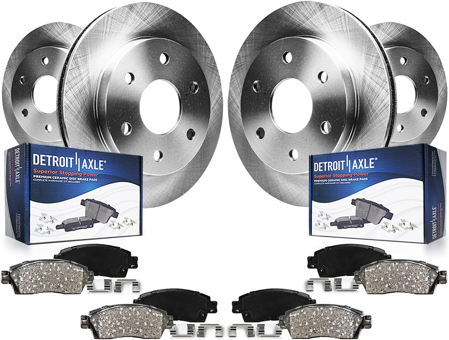 Detroit Axle - Brake Kit for Ford 2010-2011 F-150 [6 Lug] 13.78' inch Front and 13.66' inch Rear Disc Brake Rotors Ceramic Brakes Pads with Hardware Replacement