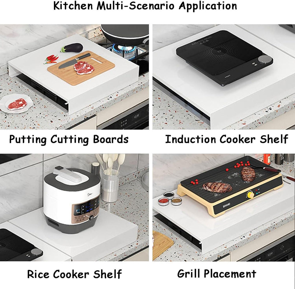 Stove Burner Covers Stovetop Cover White L-Shaped Folded Edge Induction Cooker Holder for Counter Space, Sink, Rv，Electric Stove(80x50x9 cm)