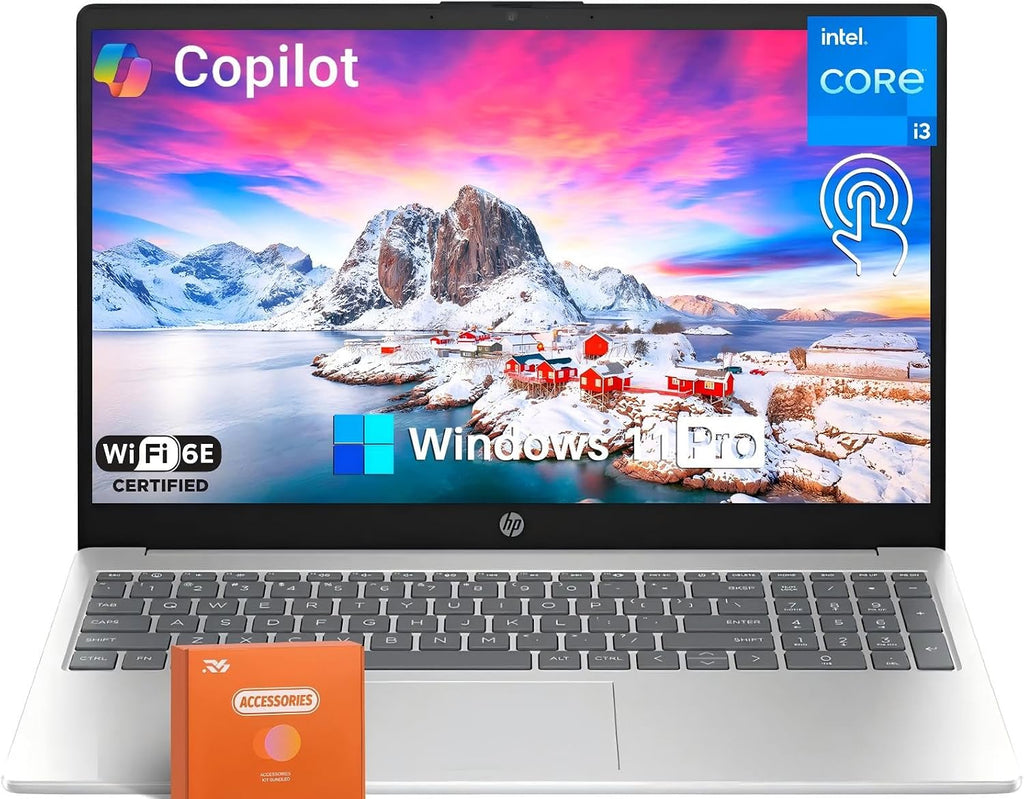 HP Flagship 15.6' Touchscreen Laptop, Free Lifetime Office Pro, Intel 6-Core i3-1215U up to 4.4GHz, 32 GB RAM, 2 TB SSD, UHD Graphics, Wi-Fi 6E, Up to 10+ Hrs Battery, HDMI, USB-C, Windows 11 Pro