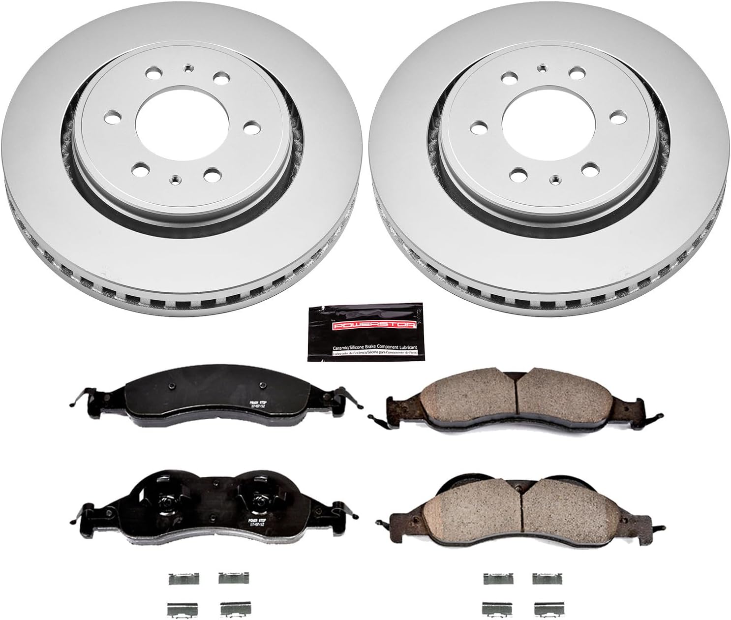 PowerStop Front Brake Kit for Ford Expedition 2007-09 | Lincoln Navigator 2007-09 - Fully-Coated Disc Rotors with Z17 Ceramic Brake Pads Replacement, CRK4682