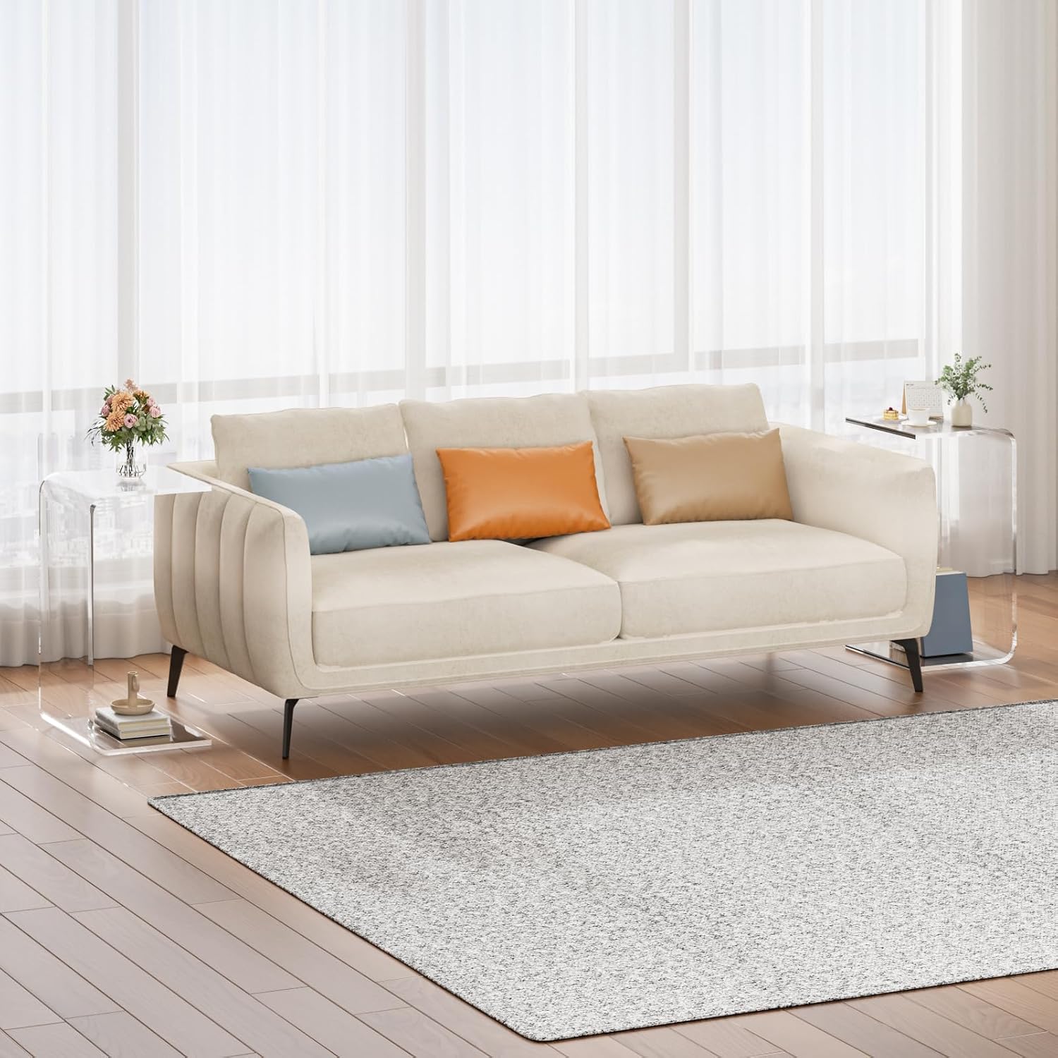 Acrylic Side Table, Small Clear Safe Clear End Table for Living Room, Bedroom, Easy to Clean Anti-Scratch Home Decor Supplies 24' L x 14' W x 12' H x 0.6' Thick (2PCS)
