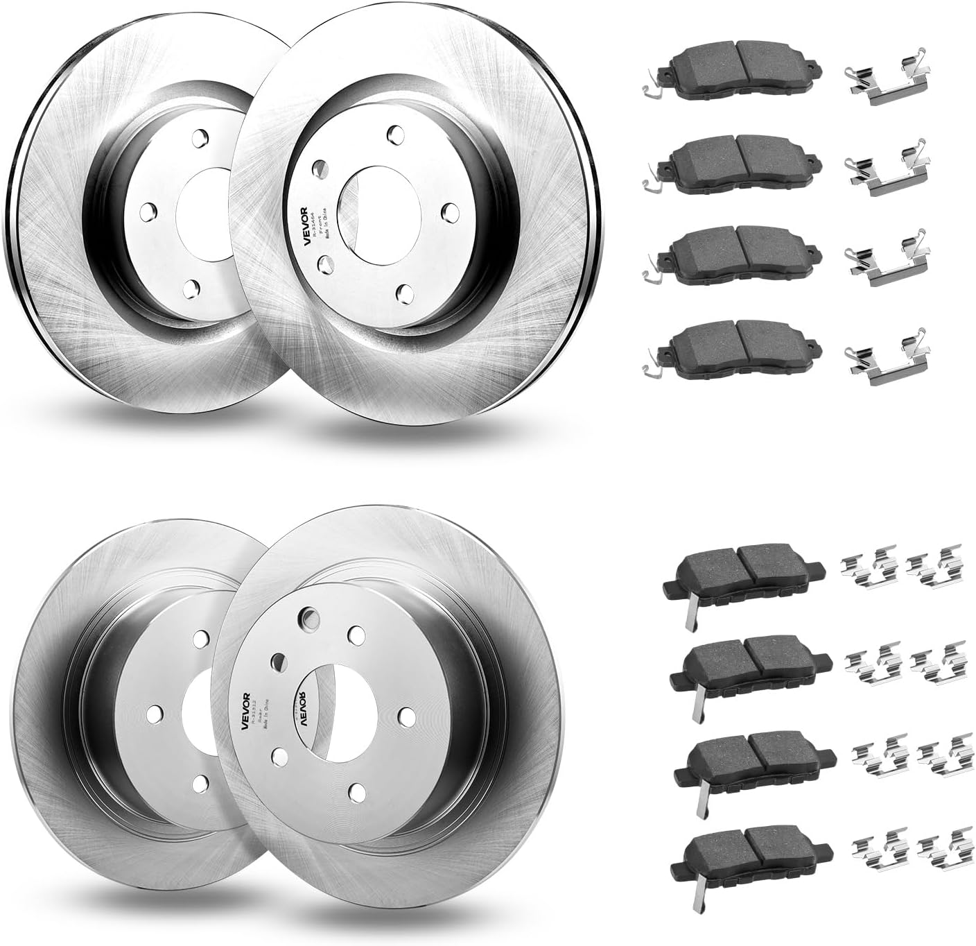 VEVOR Front and Rear Brake Kit Compatible with 2013 Nissan Altima (Base, SL, SV & S Sedan), 2014-2018 Nissan Altima, 2019-2023 Nissan Altima (with Manual Parking Brake), Hollow Structure Front Rotors