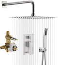 Shower Fixtures Brushed Nickel With 8 Inches Shower Head And Pressure Balance Shower Valve, Shower Systems With Rain Shower And Handheld