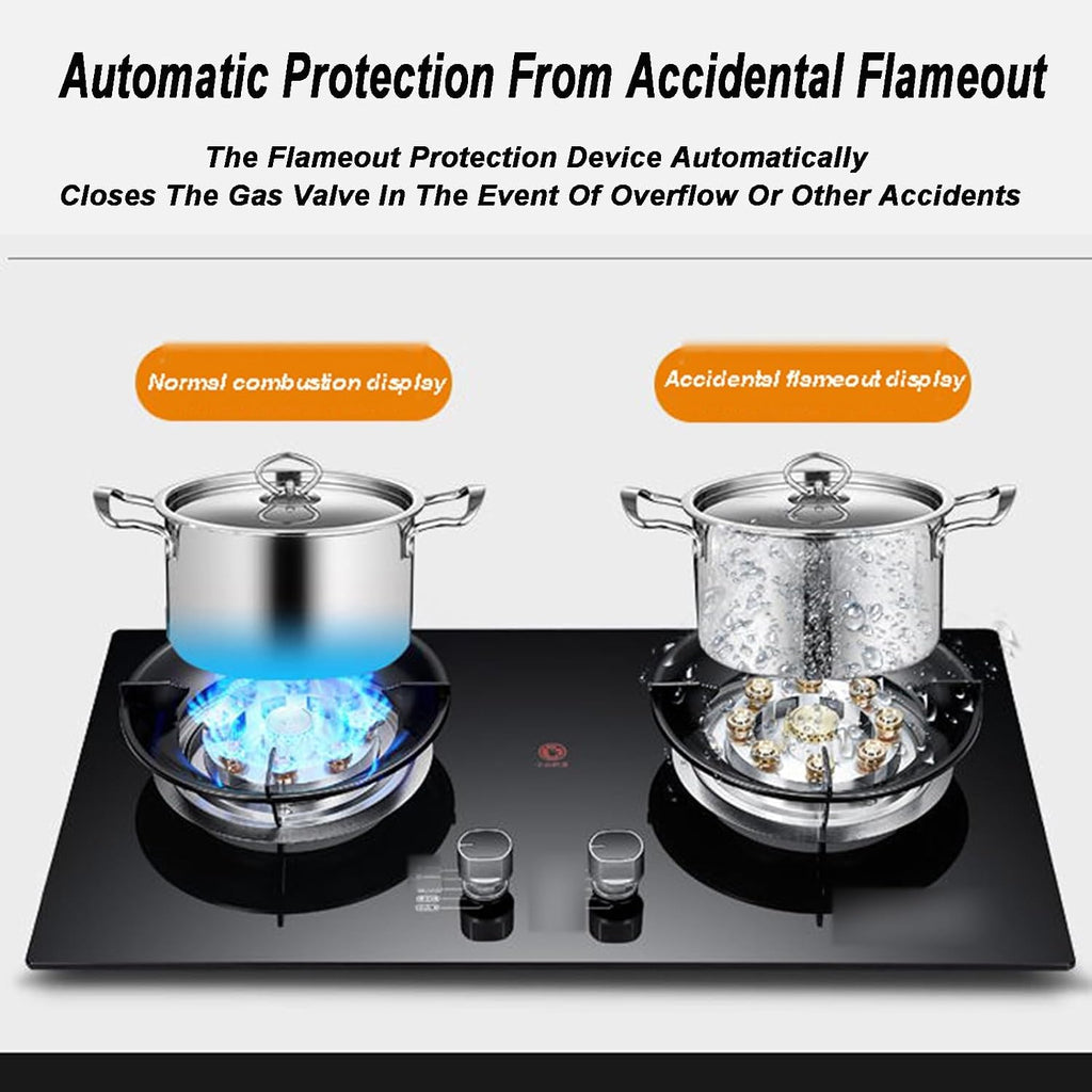 Gas Stove 2 Burners, 5.2KW Built-in Gas Cooker Plug and Play Accidental Flameout Protection Device, for Home Kitchen Camping Garden Dining(LPG)