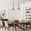 Globe Pendant Light Fixtures, 2 Pack Glass Black Pendant Lights Kitchen Island with 7.8' Clear Hammered Glass, Adjustable Hanging Island Lights for Kitchen Bathroom Sink Entryway Dining Room
