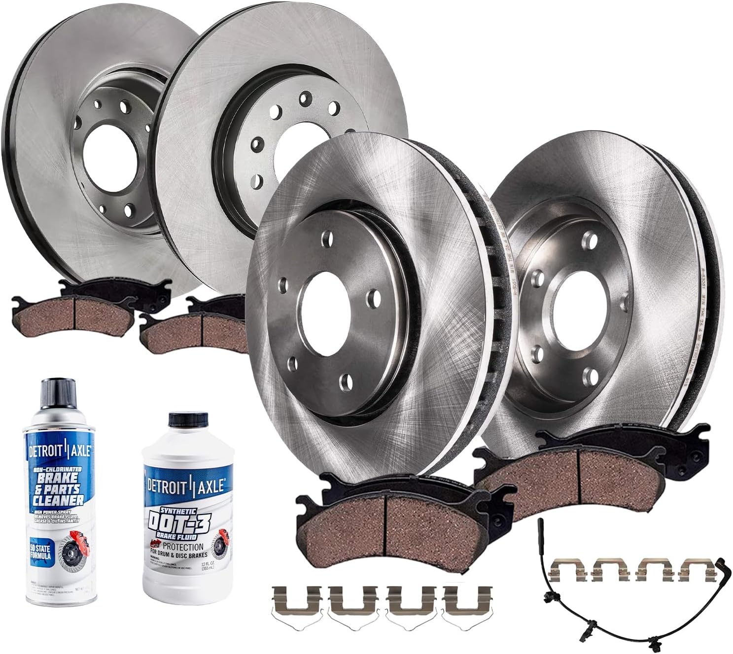 Detroit Axle - 10pc Brake Kit for 2020 2021 2022 2023 Cadillac CT4, Disc Brake Rotors Ceramic Brakes Pads w/Hardware Replacement : 11.81' inch Front and 12.40' inch Rear Rotors