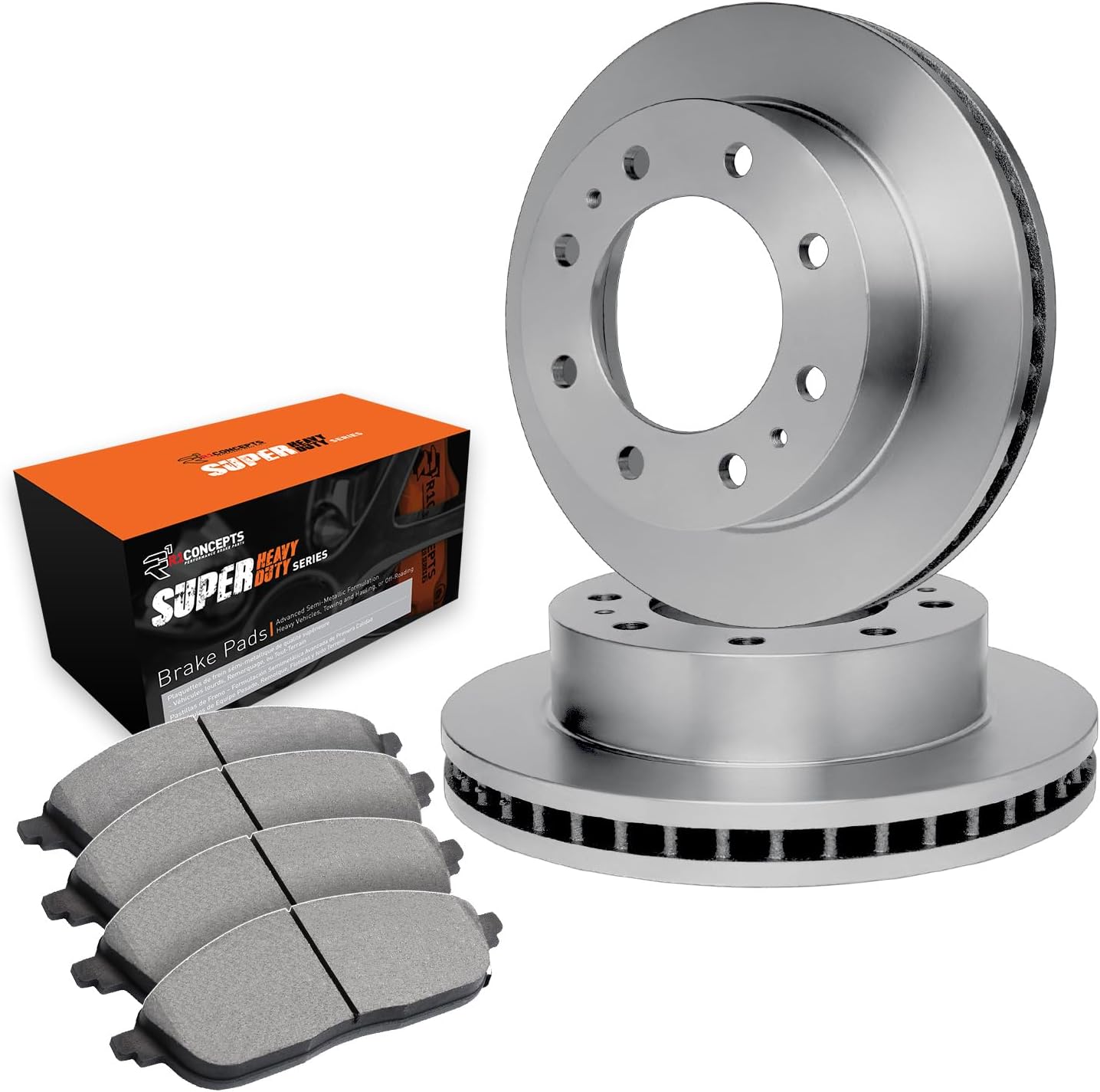 R1 Concepts Front Brake Kit Fits 1975-1985 Ford E-350 Econoline; 1976-1986 Ford F-350| Super Duty Brake Pads and Blank Brake Rotors| 12.6' Front