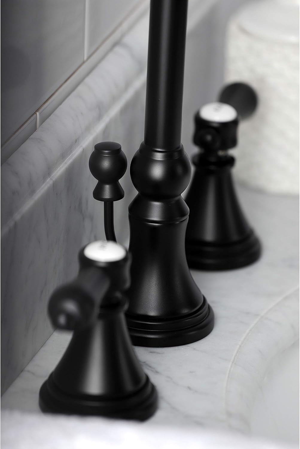 Kingston Brass KS2980BAL Heirloom Widespread Bathroom Faucet, Matte Black, 13.63 x 6.31 x 11.5